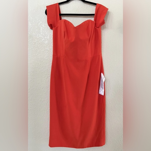 Dress The Population Bailey Off the Shoulder Sweetheart Neck Dress Poppy Size L - Picture 3 of 8